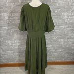 Kings Road Chic Olive Midi Dress with Button Detail Green Size 3X Photo 4