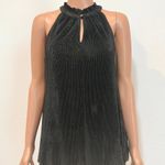 Rachel Roy small metallic shimmer pleated sleeveless keyhole top TS Black Photo 13