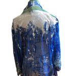 Chico's mesh blue white green swimsuit cover up size 3. Art to wear watercolor Photo 6