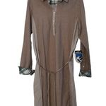 Kuhl  Kiley Shirt Dress Organic Cotton Blend Size Medium Birch/Plaid Trim Photo 2