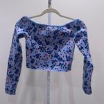 ZARA Blue Off the Shoulder Floral Crop Top NWT Photo 4