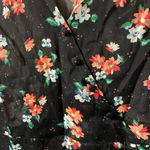 ZARA  NAVY BLUE FLORAL ASYMMETRICAL PIFF SLEEVE DRESS Photo 3