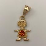 Gold Plated November (Citrine) Boy Birthstone Pendant Photo 0