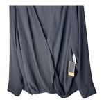 Halogen  Shirt Women 3X Black Chiffon Cross Front Long Sleeve Blouse‎ NWT Gothic Photo 4