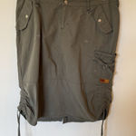 Vintage KIK GIRL Khaki Green Cargo Skirt Size 16 Rave Raver Midi Length Skater Photo 0