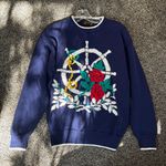 Eddie Bauer Vintage 90's Navy Nautical Ship Sailing Crew Neck Sweater Size L Photo 2