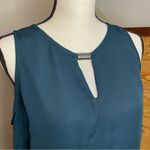 Laundry by Shelli Segal Blue Green Sleeveless Metal Accent Keyhole Top Medium Photo 3