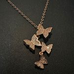 Elegant butterfly design necklace. Rose gold New Photo 2