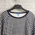Draper James  preppy navy blue gingham ladies sweatshirt cotton size 3X plus chic Photo 2