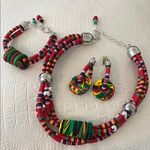 Handmade clay jewelry set Red Photo 0