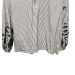J.Crew  Embroider Stripe Blouse Tie Back Top L Cottagecore‎ Prairie Boho Feminine Photo 3