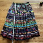 TravelSmith Swing Maxi Skirt Crinkle Cotton Tiered Peasant Colorful Boho Sz PL Black Photo 11