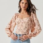 ASTR NWT the Label Floral Print Long Sleeve Crop Corset Top Cream Mauve Photo 0