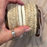 Madden Girl  size 8.5 pink & gold sparkly jute wedge comfy stylish sandals GUC Photo 7