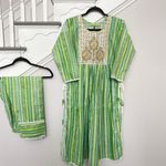 Cotton Nayra Cut Beautiful Kurti Set Indian Women Wedding Wear Ethnic Kurta Set Green Size XL Photo 1