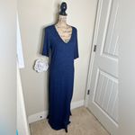 Lou & grey NTM:  Heathered Navy Blue Short Sleeve Maxi Dress with Slits Size M Photo 7