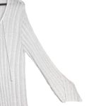 Ashley Stewart White & Silver Long Sleeve Flounce Hem Ribbed Knit Midi Dress Photo 5