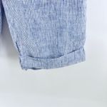 Talbots  Medium Blue White Stripe Linen Wide Leg Ankle Pants Drawstring Cuffed‎ Photo 1