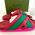 Gucci  Rubber Web Stripe Sandals Photo 0