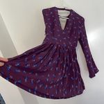 Free People FP Teagan Dress Purple Blue Long Flare Sleeve Cutout Mini Fit Flare Photo 12