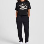 Champion  Black Physical Education Football Graphic Cropped T Shirt Womens Small Photo 5