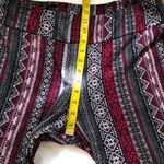 Plus size 2000s red burgundy grey black striped wide leg flare bell bottom pants trousers stretchy #boho western #indie #hippie #gothic #whimsygoth Photo 4