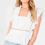 Honey Punch NWOT Square Neck Top With Ruffle Detail in White Photo 3