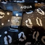 AQUA Ruffle Tiered Chiffon Mini Dress Women’s Size Large Black White Print Photo 3