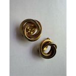 80s Vintage Womens Chunky Gold Tone Tiered Circle Hoop Clip On Earrings Chic 90s Photo 1