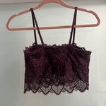 Aerie Lace Cropped Tank Longline Bralette Burgundy Size Small Photo 2
