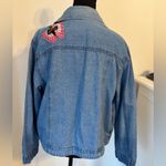 Butterfly and Stars Embroidered Denim Jacket light wash button front Size Small Blue Photo 1