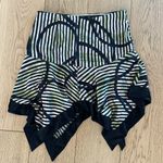 Bebe  Green and Black Striped Midi Silk Skirt Photo 1