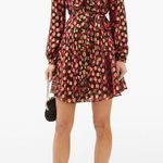 Saloni Red Gold Silk Tilly Floral Print Polka Dot Mini Dress Size 4 Photo 0