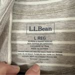 L.L.Bean Beige Cream Striped Quarter Zip Pullover Sweater Womens L Casual Classic Photo 6