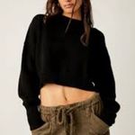 Free People Easy Street Crop Pullover Black Funnel Neck Sweater Dolman Medium Photo 4