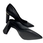 Andrew Marc SZ 6 New York Racee Faux Leather Stylist Almond Toe Heels Black Photo 5