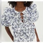 Hyacinth House Nadia Ruffle Blouse XS NWT Navy Floral Cotton Cottagecore Boho Blue Photo 1