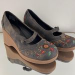 Skechers Y2K Brown Faux Suede Floral Embroidered Cottagecore Mary Jane Wedges Photo 0