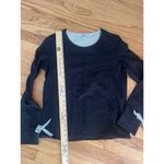 Vineyard Vines  Sweater M Top Navy Blue Seersucker Ribbon Wrist Ties Womens Photo 7