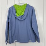 Hanna Andersson XS Blue, Lime Green Unisex Windbreaker Hooded Rain Jacket Blue Photo 4