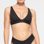 SKIMS  NWOT Cotton Rib Plunge Bralette Soot Photo 0
