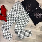 SO  Gingham Check Ankle Pants Gray White Juniors 9 Flat Front Stretch Photo 4