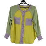 easel  Oversize Button Front Womens Top Sz S Lagenlook Colorblock Pastel Boho New Photo 0