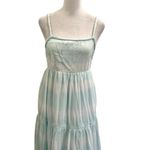 Aerie  Tiered Coquette Watercolor Maxi Sundress Dress Beachy Blue size XS Photo 3
