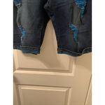 Be Girl Women's Plus Size 16 Blue Capri Jean Shorts Pockets Destroyed Distressed Photo 8