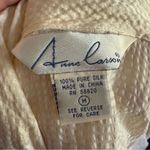 Anne Carson  Vintage Light Cream Crinkled Silk Button-Down Shirt M Photo 3