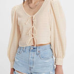 Levi's Levi’s Fawn Peasant Blouse Tie Front Balloon Sleeve Pink Size 1X Boho Feminine Photo 0