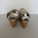Isaac Mizrahi Issac Mizrahi Live Sandals‎ Gold Leather Simmer Cork Wedge Strap Shoe Size 8 W Photo 5