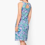 Talbots Floral Effortless Jersey Body Slimming Shift Dress Purple Green Size XS Photo 3
