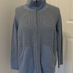 Kinross Cashmere Blue Waffle Knit Full Zip Cardigan Photo 4
